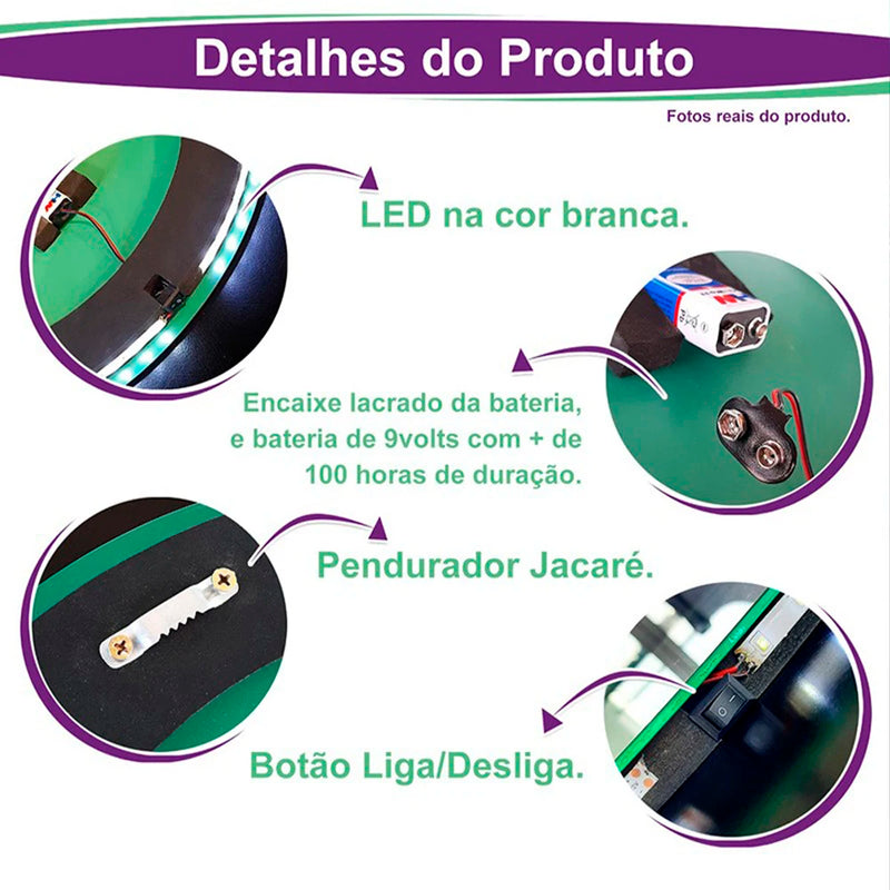 espelho luminoso flutuante - SolarGlowHarmony